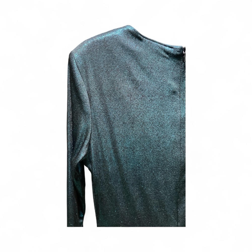 Zarr Metallic Teal Long Sleeve Twist Front Dress - Picture 7 of 9